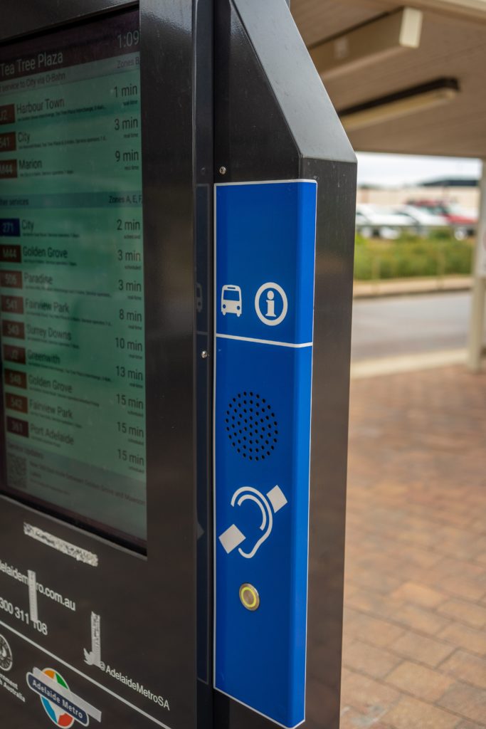 Digital Bus Stop Totem with hearing loop and inbuilt voice annunciator