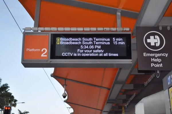Gold Coast Light Rail Passenger Information Displays with Bird Rollers