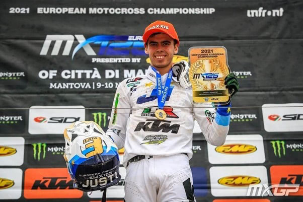 Valerio Lata winning European Motocross championship