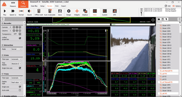 Screen shot of brake testing recorded on software