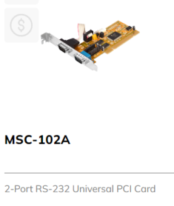 2 Port RS232 Universal PCI Card