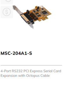 4 Port RS232 PCI E Serial Card