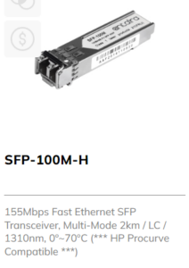 155MPbs Fast Ethernet SFP Transceiver