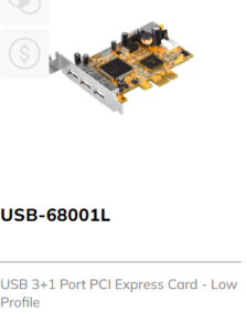 USB 3+1 Port PCI Express Card Low Profile