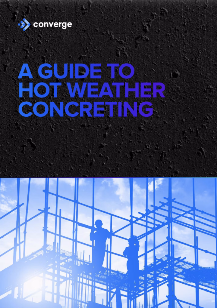 This is the cover of the Hot Weather Concreting Guide created by Converge Concrete Monitoring Systems on the Metromatics Website