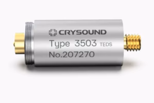 The CRYSOUND CRY3503 is a compact 1/2-inch IEPE preamplifier with Microdot connector for connecting compatible prepolarized measurement microphones to constant-current acquisition systems.
