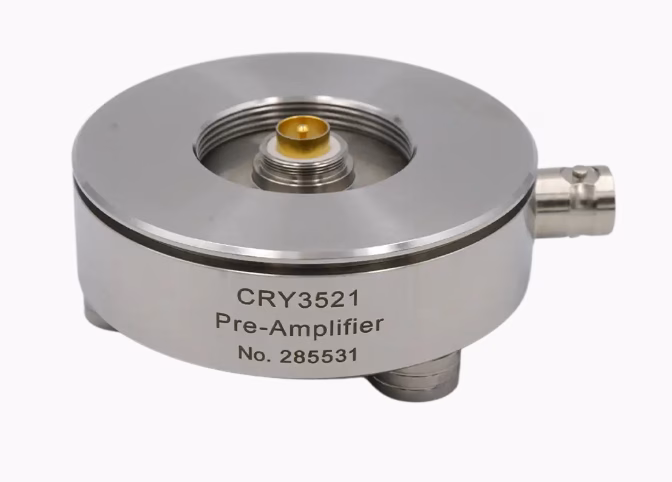 The CRYSOUND CRY3521 is a base-type 1/2-inch IEPE preamplifier with test jig for connecting compatible prepolarized measurement microphones to constant-current acquisition systems