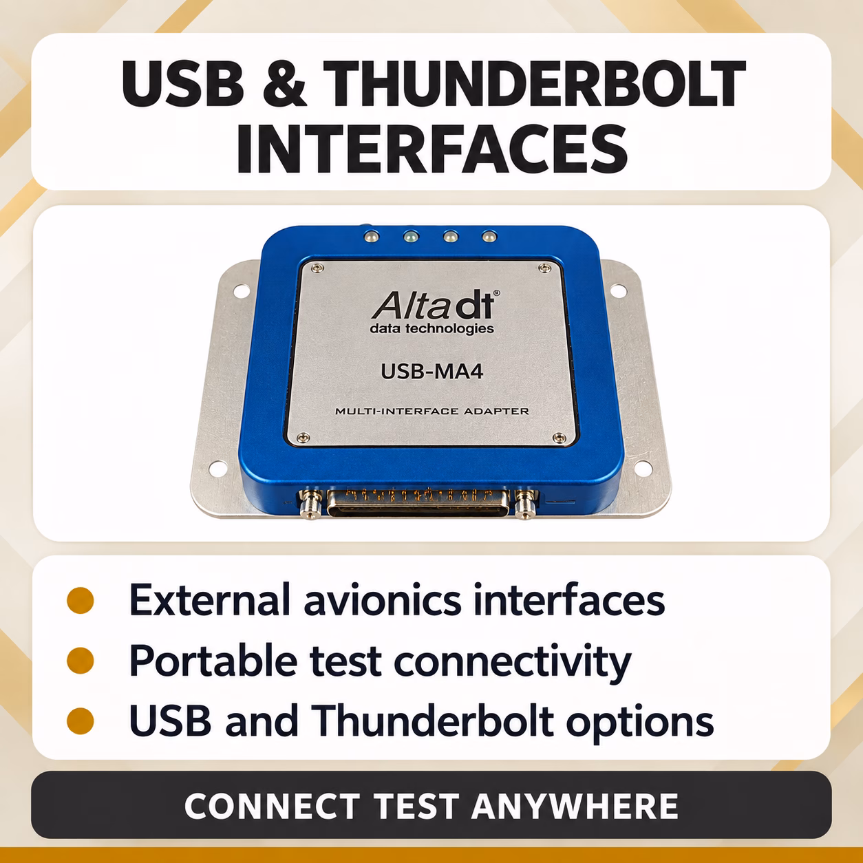 Alta Data USB and Thunderbolt avionics interfaces