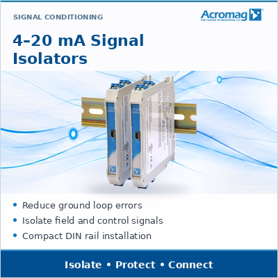 Acromag 4–20 mA signal isolators — isolate field and control signals