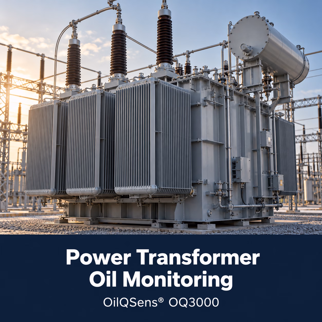 OilQSens OQ3000 power transformer oil monitoring — illustrative transformer application