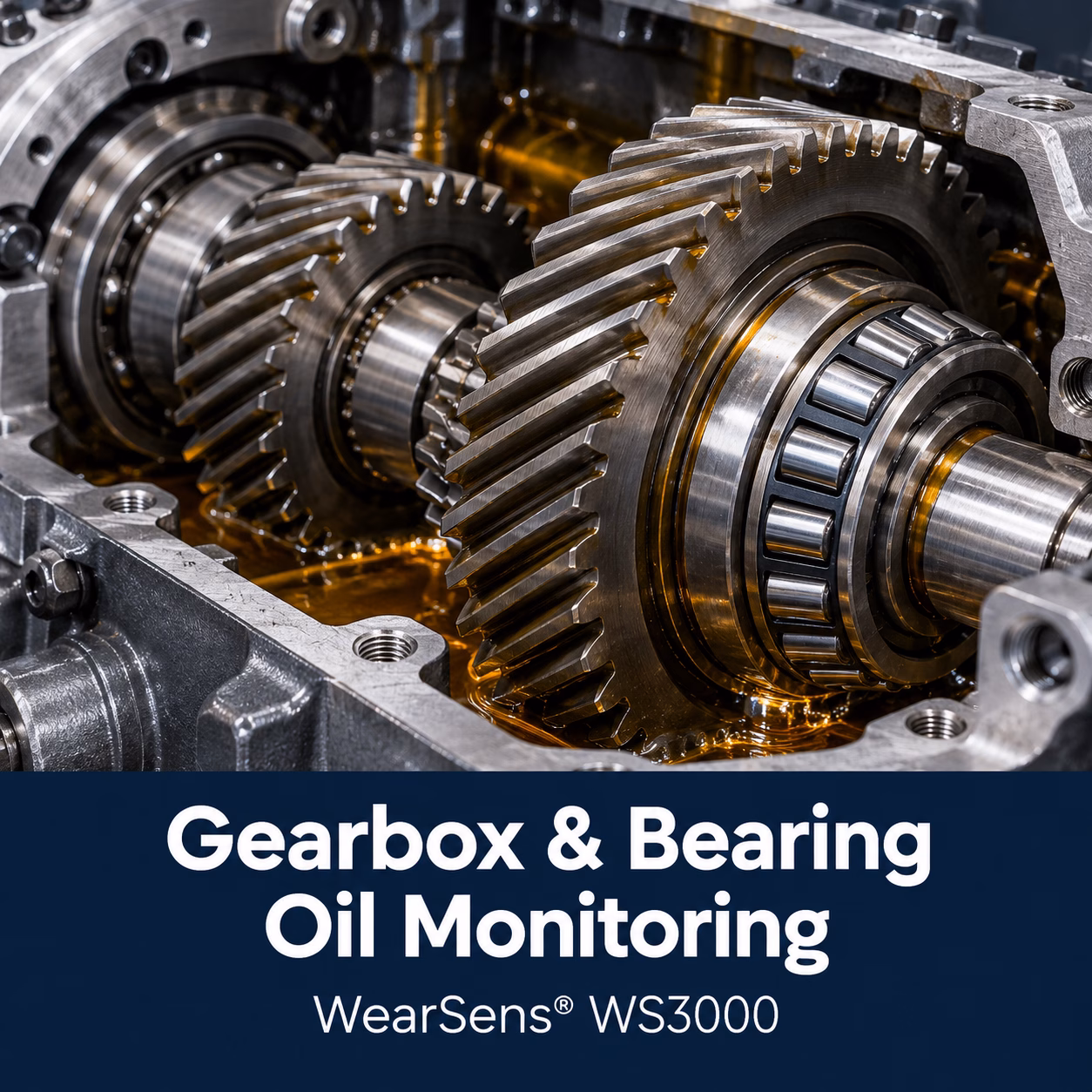 WearSens WS3000 gearbox and bearing oil monitoring — illustrative gearbox application